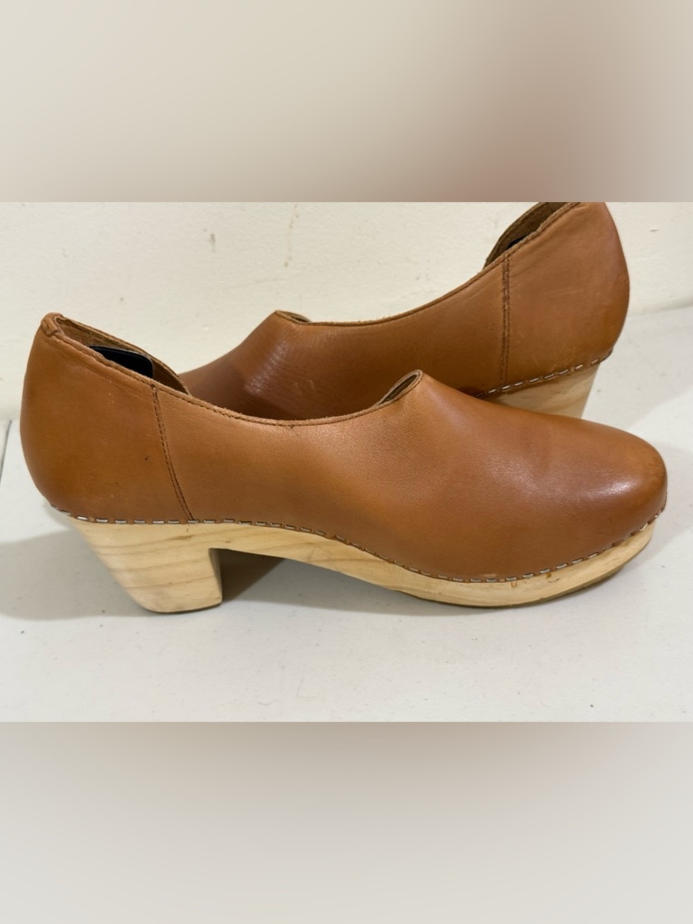 Free People Cognac Leather Platform Clog Mules - Picture 6 of 10